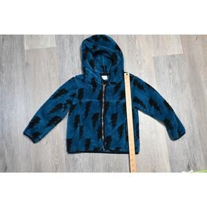 Hanna Andersson Fleece Hoodie Kids 110 cm 4 5 Blue Black Lightning Zip Jacket